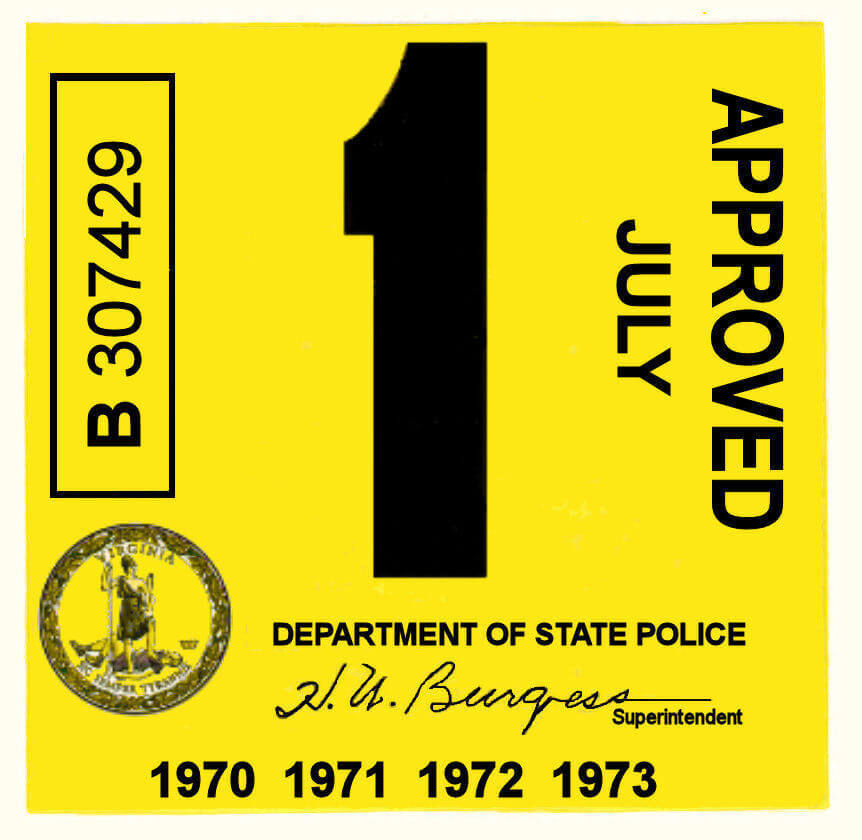 (image for) 1970-73 Virginia INSPECTION Sticker